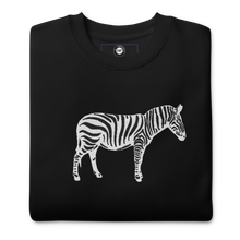 Load image into Gallery viewer, BLACK AND WHITE CLASSIC EMBROIDERED UNISEX ZEBRA SWEATSHIRT
