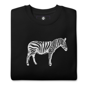 BLACK AND WHITE CLASSIC EMBROIDERED UNISEX ZEBRA SWEATSHIRT