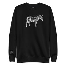 Load image into Gallery viewer, BLACK AND WHITE CLASSIC EMBROIDERED UNISEX ZEBRA SWEATSHIRT
